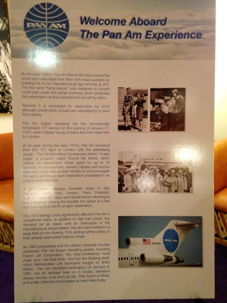 A brief history of the airline greets visitors to the Pan Am Experience ot the Saguaro Hotel in Palm Springs.